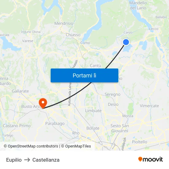 Eupilio to Castellanza map