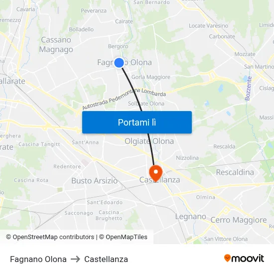 Fagnano Olona to Castellanza map