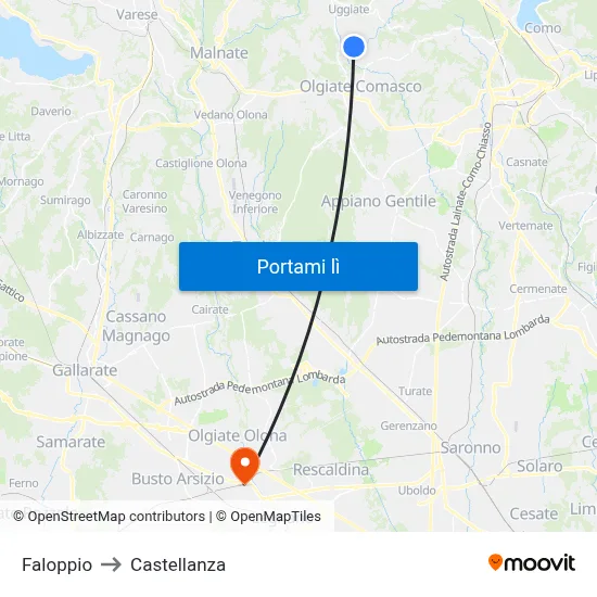 Faloppio to Castellanza map