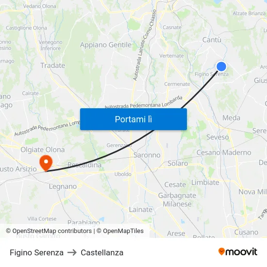 Figino Serenza to Castellanza map