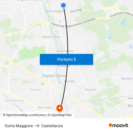 Gorla Maggiore to Castellanza map
