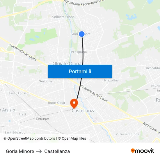 Gorla Minore to Castellanza map