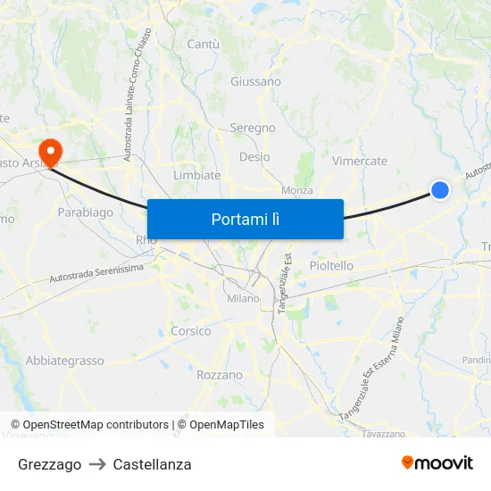 Grezzago to Castellanza map