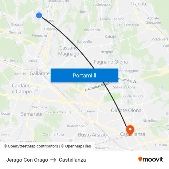Jerago Con Orago to Castellanza map