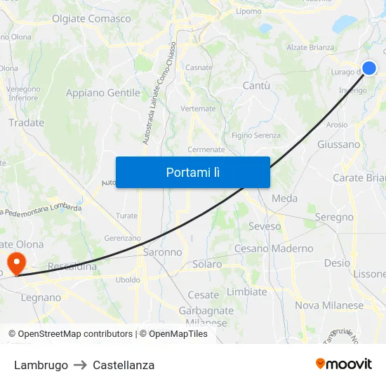 Lambrugo to Castellanza map