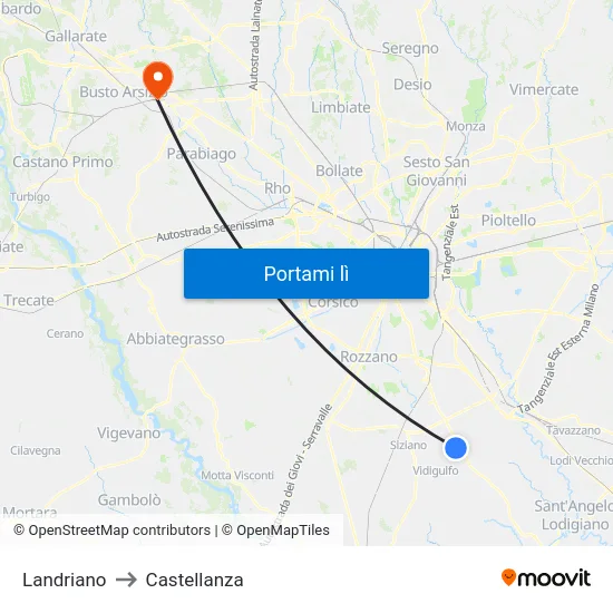Landriano to Castellanza map