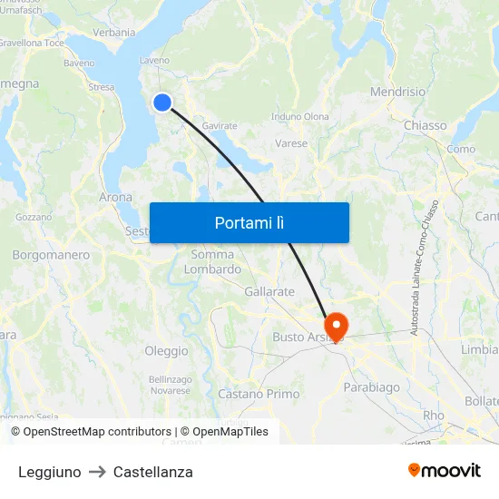Leggiuno to Castellanza map