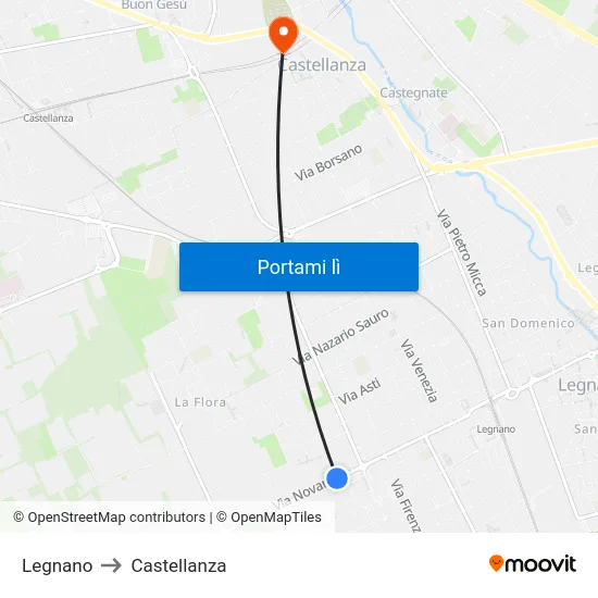 Legnano to Castellanza map