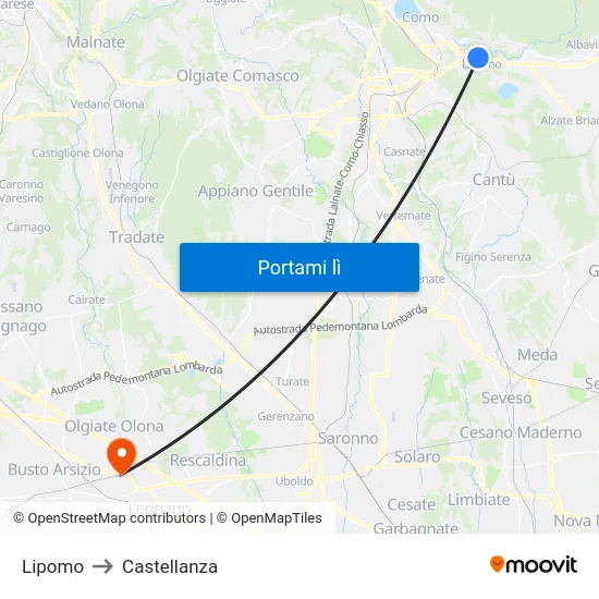 Lipomo to Castellanza map