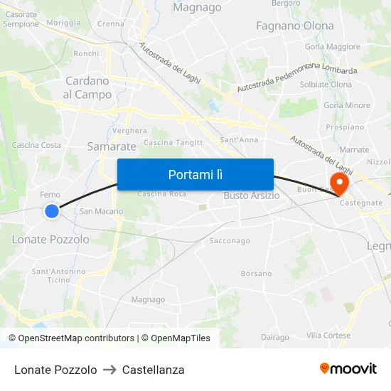 Lonate Pozzolo to Castellanza map