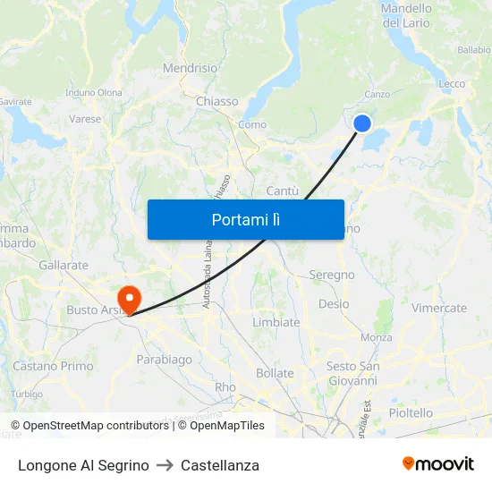 Longone Al Segrino to Castellanza map