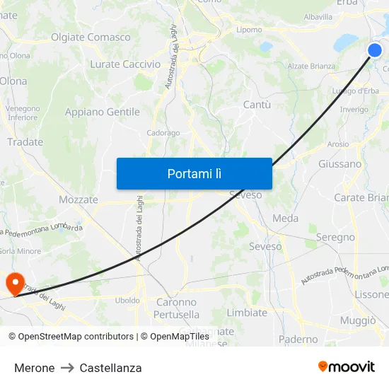 Merone to Castellanza map