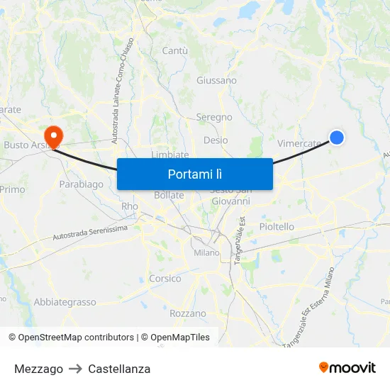Mezzago to Castellanza map