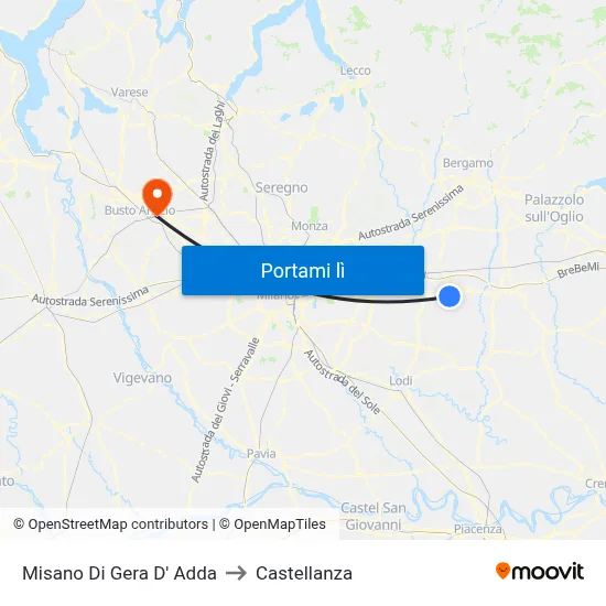 Misano Di Gera D' Adda to Castellanza map