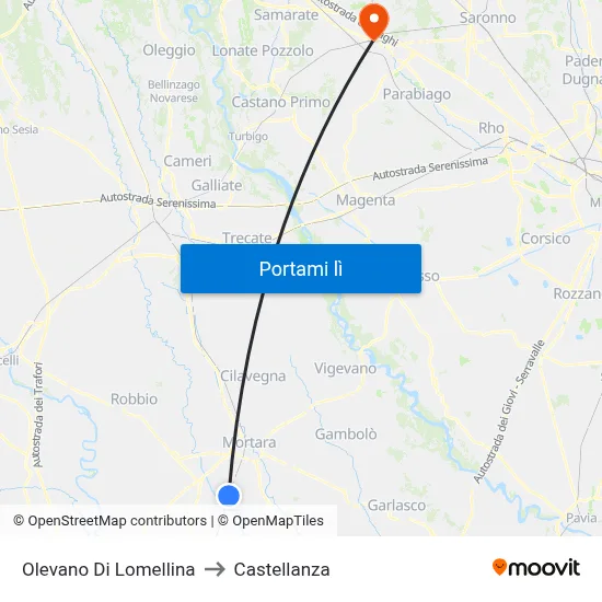 Olevano Di Lomellina to Castellanza map