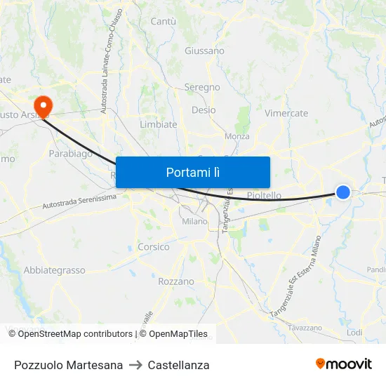 Pozzuolo Martesana to Castellanza map