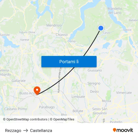Rezzago to Castellanza map
