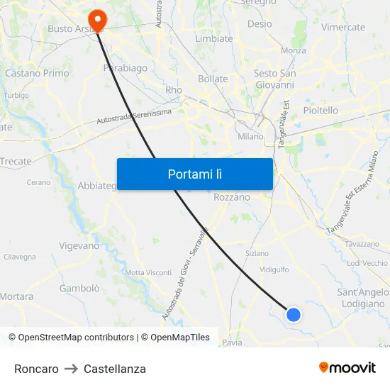 Roncaro to Castellanza map