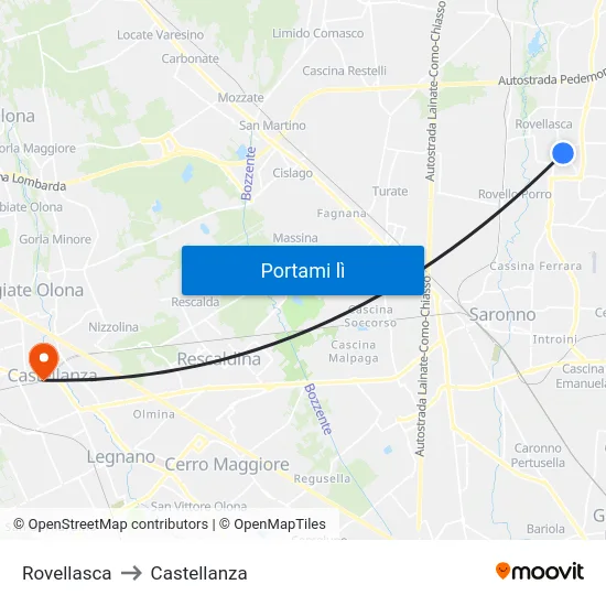 Rovellasca to Castellanza map