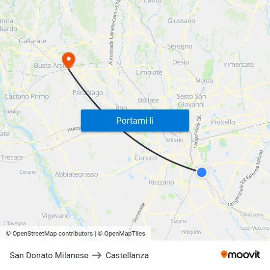 San Donato Milanese to Castellanza map