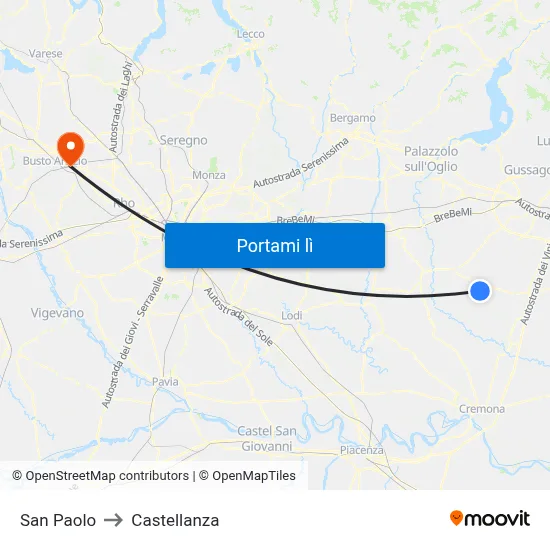 San Paolo to Castellanza map