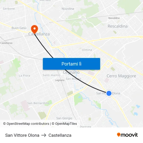 San Vittore Olona to Castellanza map