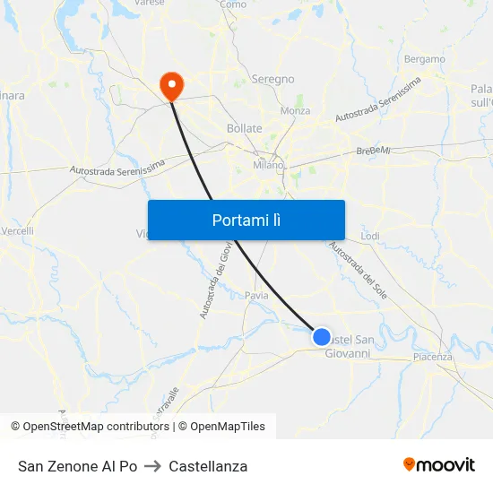 San Zenone Al Po to Castellanza map