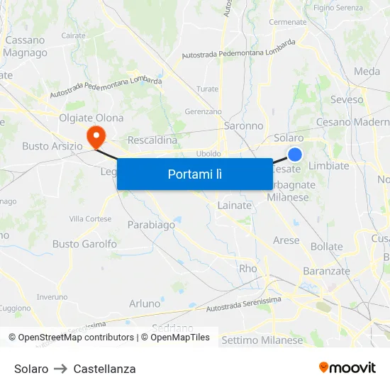 Solaro to Castellanza map
