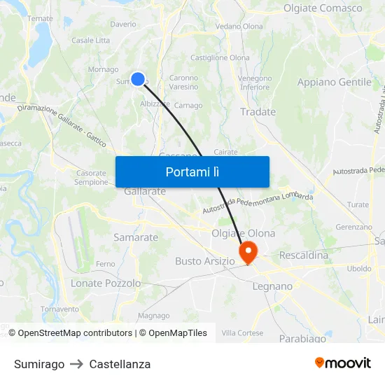 Sumirago to Castellanza map