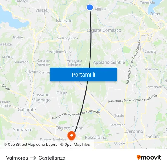 Valmorea to Castellanza map