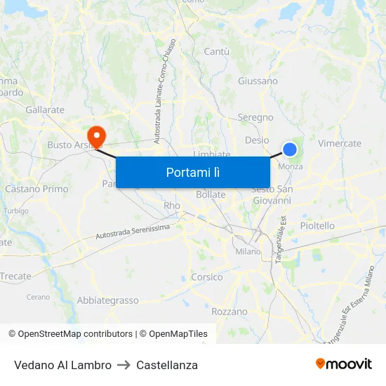 Vedano Al Lambro to Castellanza map