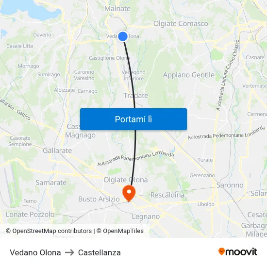 Vedano Olona to Castellanza map