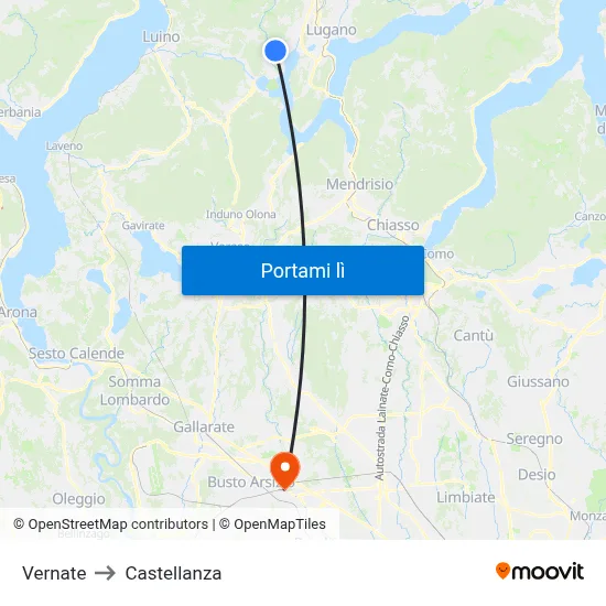 Vernate to Castellanza map