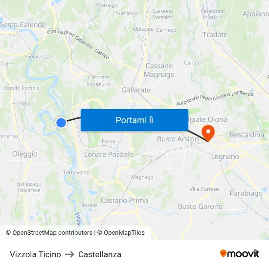 Vizzola Ticino to Castellanza map