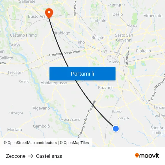Zeccone to Castellanza map