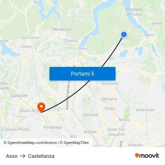 Asso to Castellanza map