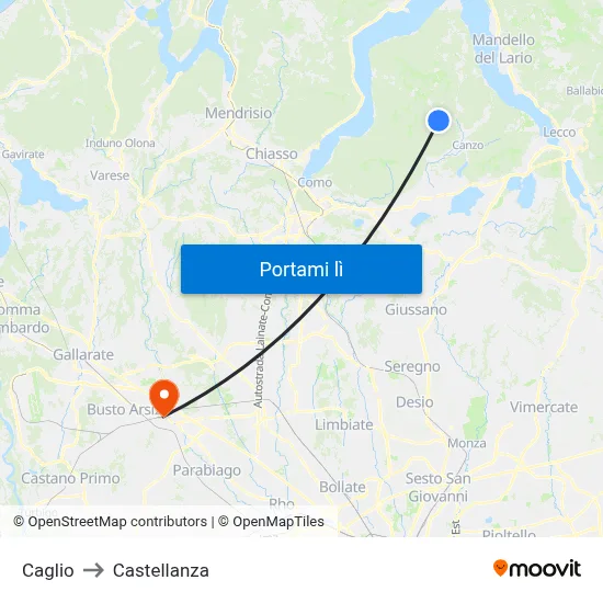 Caglio to Castellanza map