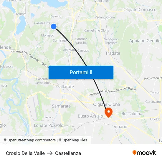Crosio Della Valle to Castellanza map
