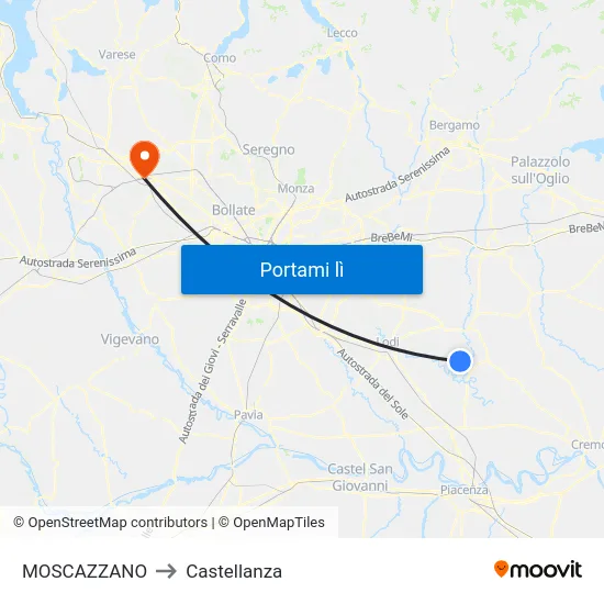 MOSCAZZANO to Castellanza map