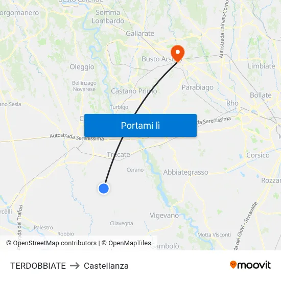 TERDOBBIATE to Castellanza map