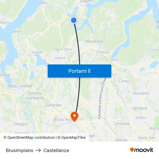 Brusimpiano to Castellanza map