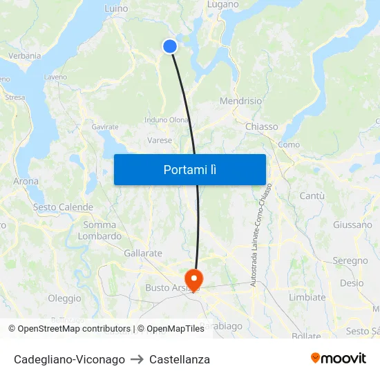 Cadegliano-Viconago to Castellanza map