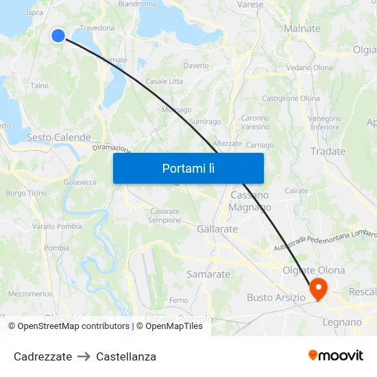 Cadrezzate to Castellanza map
