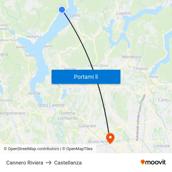 Cannero Riviera to Castellanza map