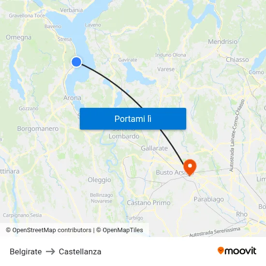 Belgirate to Castellanza map