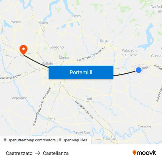 Castrezzato to Castellanza map