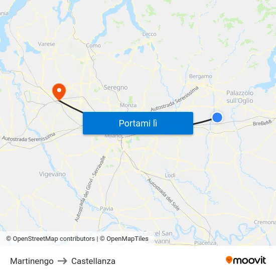 Martinengo to Castellanza map