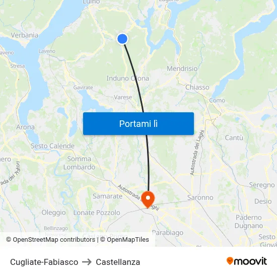 Cugliate-Fabiasco to Castellanza map