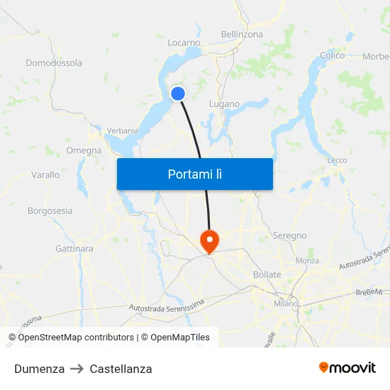 Dumenza to Castellanza map