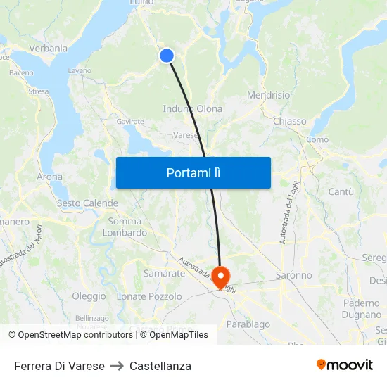 Ferrera Di Varese to Castellanza map